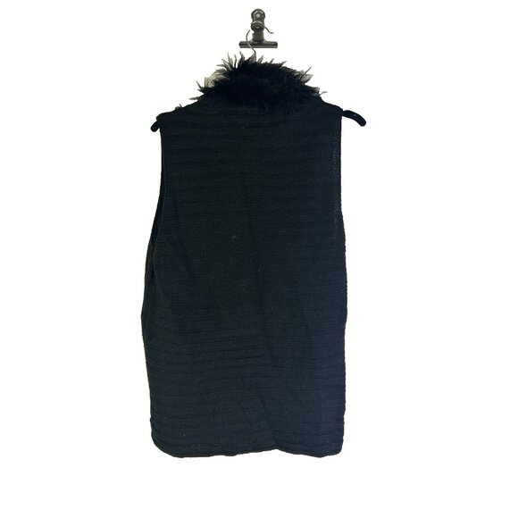 Chicos Black Faux Fur Sweater Vest Mob Wife - Picture 6 of 8